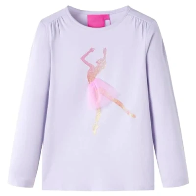 Imagen de Camiseta Infantil de Manga Larga Estampado Bailarina Jersey Lila Claro 104