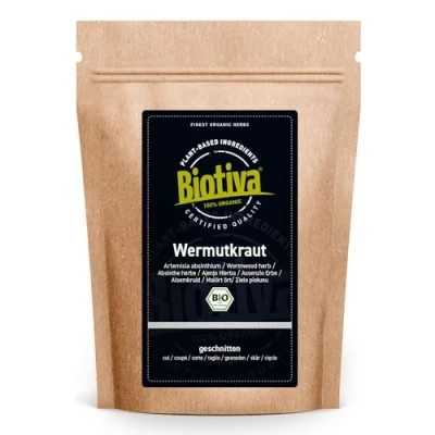 Imagen de Biotiva Té de hierba ajenjo orgánica 250g Artemisia Absinthium 100% puro Embotellado y controlado en Alemania (DE ÖKO 005)
