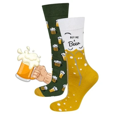 Imagen de soxo Cerveza Calcetines Hombre Divertidos Algodon Invierno Regalo Colores Socks Con Dibujos 40 45 Amarillo