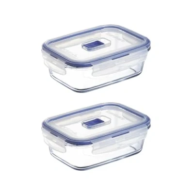 Imagen de Luminarc Pure Box Active 2 Recipiente Rectangular Hermético Vidri Set Piezas 82cl Bicolor