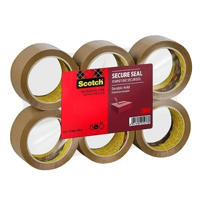 Imagen de Scotch Cinta de Embalaje Marrón, 6 Rollos Embalar, 50 mm x 66 m Adhesiva Calidad para Cerrar Cajas, Cartones y Paquetes