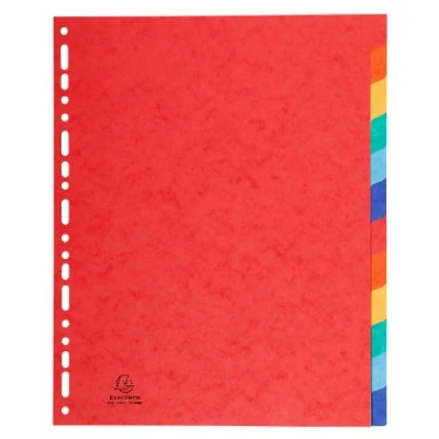 Imagen de Exacompta 7034E Separadores en cartulina real flexible brillo 225g/m2 FSC® con 12 pestañas neutras Formato a archivo 320x240 mm colores surtidos