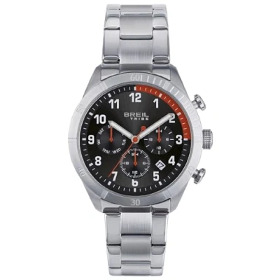 Imagen de BREIL Reloj Men&#039;s Mate BI Colour Negro, Esfera ROJA Movimiento Multi Function Quartz y Pulsera DE Acero Plateado EW0592