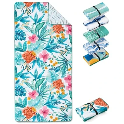 Imagen de Fit Flip Toallas de Playa XXL Toalla Microfibra Grande, Ligeras y Secado rápido 100% reciclada Tropic Flowers 160 cm x 90