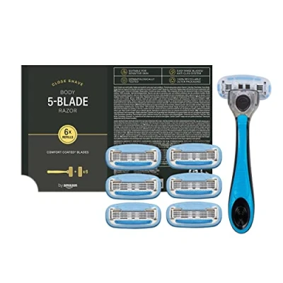 Imagen de by Amazon Men Maquinilla de afeitar Corporales y Zona Intima 5 hojas + 6 recambios, 1 Cabezales Recambio