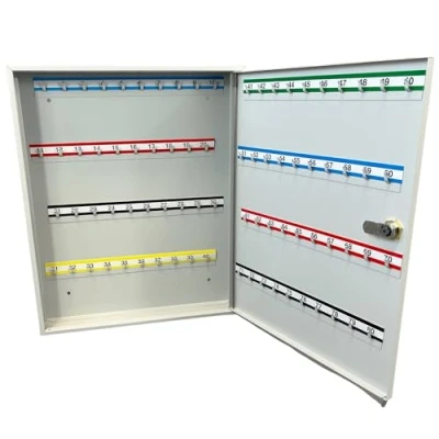 Imagen de LEOMAR Armario para Llaves, Caja con 80 Ganchos, de Chapa Acero, Tiras Ganchos Fijas, Montaje en Pared, Cerradura, Material Montaje, 6 x 35 42 cm