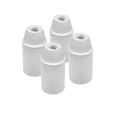 Imagen de HALOTEC Pack 4 Portalámparas E14BlancoCasquillo pequeño liso Montaje M10x1 Base para Bombilla vista y rosca mignon fina E14Fabricación Italiana