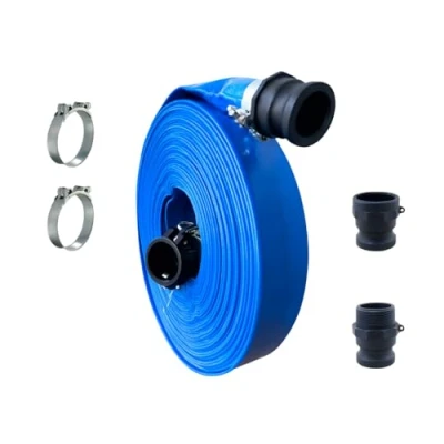 Imagen de Manguera Plana 6 Bares, con acoples Camlock de PP Tipo A,C,E,F + 2 Abrazaderas Super W1. (32mm T20m)