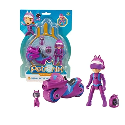 Imagen de Giochi Preziosi Petronix Defender Emma y Kitt 10, Misión con Motocicleta Mochila Desmontable Juguete, Personaje Action Figure 7 cm, Superhéroe Transformable para Niños a Partir de 3 años