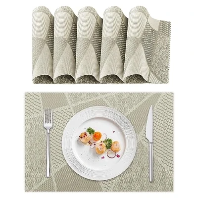 Imagen de Lumaca Juego de 6 Manteles Individuales Lavables, Salvamanteles en 70% PVC y 30% Poliéster, Fácil Limpieza, Antideslizante, Resistente al Calor, para Mesa Cocina,Beige