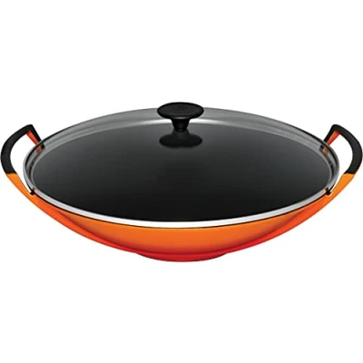 Imagen de Le Creuset Wok de hierro fundido con tapa cristal, diámetro 36 cm, 4.5 L, Volcanico, 25304360900460