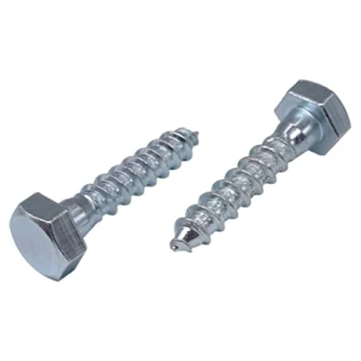 Imagen de 16 tornillos hexagonales de acero chapado en zinc para madera, M10 x 40 mm, tornillo hexagonal DIN 571, pernos retención, cabeza hexagonal, tirafondos (16, mm)
