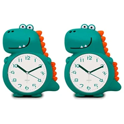 Imagen de AC Pack de 2 Relojes Infantiles analógico, Despertador con diseño Dinosaurio Multifunciones Fabricado en plástico Resistente 20 x 15 12 cm