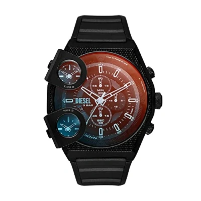 Imagen de Diesel Reloj para hombre Sideshow, movimiento de cuarzo dos agujas, caja acero inoxidable negro 51MM con correa silicona, DZ7474