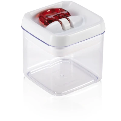 Imagen de Leifheit tarro Fresh&amp;Easy 400 ml cuadrado, hermético con sistema de apertura una mano, recipiente para alimentos, apilable