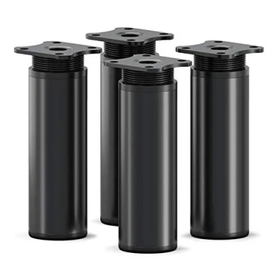Imagen de sossai® Patas para muebles MFR1 4 piezas altura regulable Diseño: Negro Mate Altura: 120 mm (+20mm) Perfil redondo: 40 x Tornillos incluidos