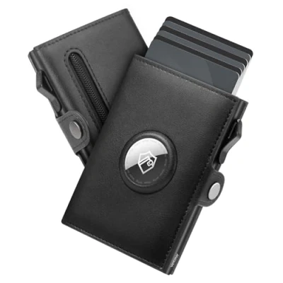 Imagen de YESIIW Carteras para Hombre, Cartera Delgada Tarjetas de crédito Hombres, desplegable con Bloqueo RFID, Black, S, Minimalista