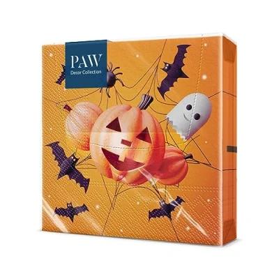 Imagen de PAW Servilletas de Papel 3 Capas (33 x 33 cm) 20 Unidades Decorativas con Temática Otoño Diseño Hojas Ideal para Decoración Otoñal y Eventos Color: Funny Halloween