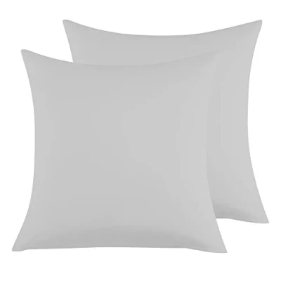 Imagen de Funda de Almohada 100% Microfibra 65 x 65cm, Juego 2 Fundas Extra Suave Hipoalergénicas Transpirable Gris Claro