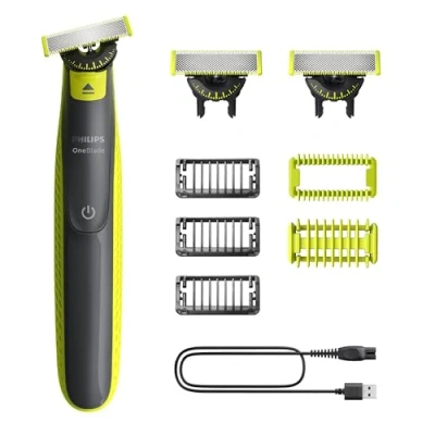 Imagen de Philips OneBlade 360 Auténtico Barbero, afeitadora y recortadora eléctrica facial corporal, 3x cuchillas, peine para barba incipiente (1,3,5mm), 1x kit QP2824/31