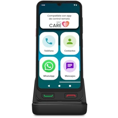 Imagen de SPC Zeus 2 Pro Smartphone para Mayores Compatible con App Control y ubicación remota Modo fácil, Botones físicos, Iconos XXL 6,1, Dos cámaras, 128GB Base de Carga, botón SOS