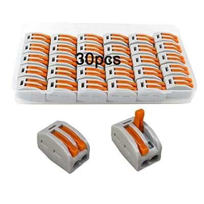 Imagen de QitinDasen 30Pcs KV222 412 Palanca Tuerca Cable Conector, 2 Puertos Compacto Conductor Rápido Conector Resorte Bloque Terminal
