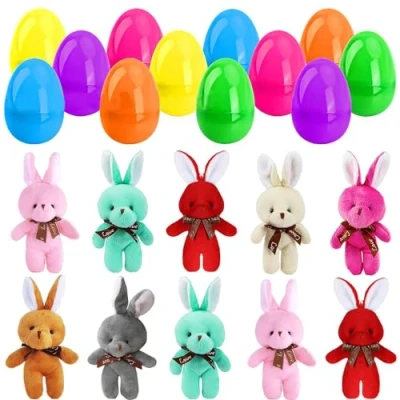 Imagen de YouYuer Huevos de Pascua para Rellenar Pequeño Conejos Peluche,10PCS Juguetes Niños,para Fiestas temáticas Pascua,Caza Pascua,Relleno Canasta,Suministros Premios (B)