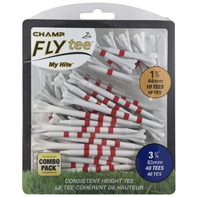 Imagen de Champ My Hite Flytees Tees de golf 40x 83 mm y 10x 44 mm, rojo / blanco