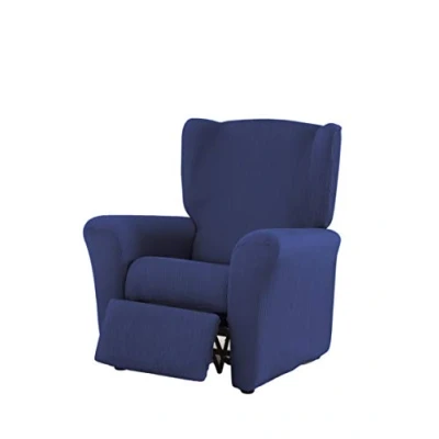Imagen de Estoralis Berta Funda Sillon de Diseño Moderno Tejido Elastico Azul para Relax 70 a 90 cm. Protector Adaptable Todo Tipo Sillones