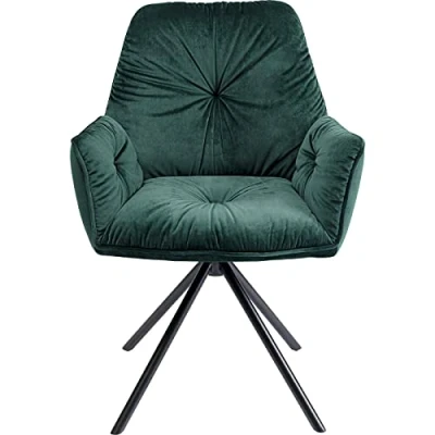 Imagen de Kare Silla Mila de diseño, Color Verde, con reposabrazos, Aspecto Terciopelo, Patas Acero, Hecha a Mano, 89 x 60 65 cm (Alto Ancho Profundidad), Verde