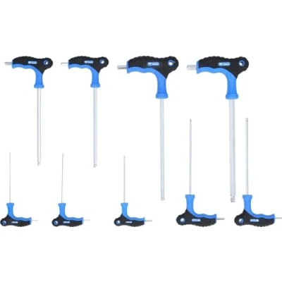 Imagen de BRILLIANT TOOLS BT041100 Juego de llaves Allen con cabeza bola y mango en T, 9 pzs [Powered by KS TOOLS]