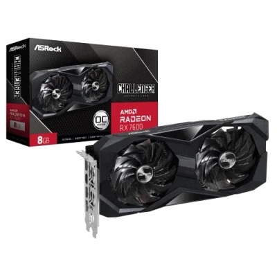 Imagen de ASRock Tarjeta gráfica AMD Radeon RX 7600 Challenger 8GB OC GDDR6 DisplayPort HDMI 0dB Silent Cooling Graphics Card 128 bit 7680 x 4320 18 Gbps