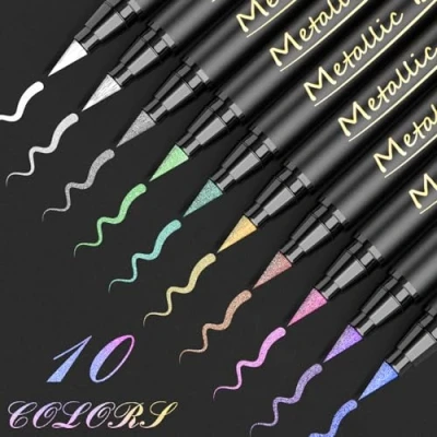 Imagen de ANYUKE Rotuladores Pincel Metálicos, 10 Colores Metálicos para Álbum de Fotos, Libro Firmas Boda, Caja Regalo, Bolígrafos con punta flexible: Bullet Journal, Caligrafía, Lettering
