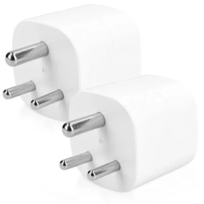 Imagen de kwmobile 2X Adaptador de Viaje para India Tipo D Adaptadores Enchufe schuko Conector Nepal Sri Lanka Emiratos Árabes Unidos Eau Blanco