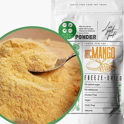 Imagen de Liofilizado Mango Fruta en Polvo XL 300g Fresca Deshidratado Natural Deshidratada Sin Azucar Freeze Dried Fruit Powder Gefriergetrocknete Mangopulver ZingyZoo