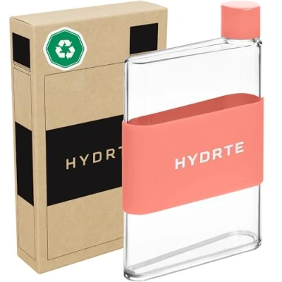 Imagen de Hydrte La botella de agua delgada plana a prueba fugas Plástico sin BPA mejor para bolso Cabe en cualquier bolsa (350 ml, melocotón veraniego)