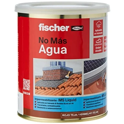 Imagen de FISCHER, Pintura impermeabilizante (cubo 1kg) polímero MS Marrón, resistente al agua y exteriores, 1 kg