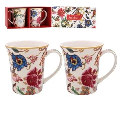 Imagen de Lesser &amp; Pavey Anthina juego de 2 tazas café cerámica para el hogar o trabajo, diseño premium todas las ocasiones, bonitas té, y bebidas calientes