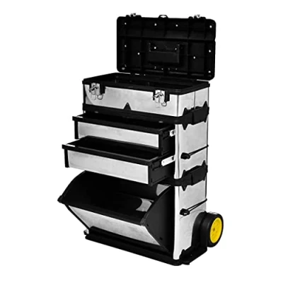 Imagen de vidaXL Caja de Herramientas con Ruedas Tres Compartimentos Carrito Bricolaje