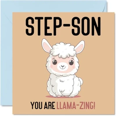 Imagen de tarjetas de cumpleaños para hijastro Llama Zing Divertida tarjeta feliz padrastro, regalos hijo, felicitación broma 145 mm x