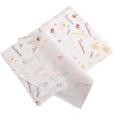 Imagen de 100 Hojas Papel para Envolver Comida, Impermeable y a Prueba de Aceite, Alimentos, Queso, Sándwiches, Panes, Papas Fritas