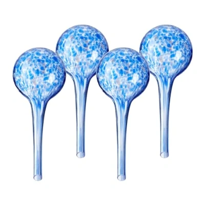 Imagen de Relaxdays Globos de Riego Cristal, Set 4, 15x6 cm, Bolas para Regar Plantas, Autorriego Vacaciones, Azul, 15 x 6 cm