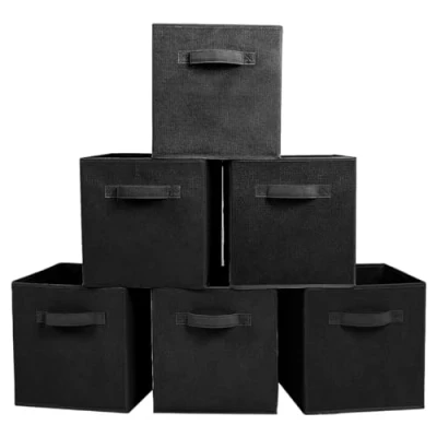 Imagen de Powerking Cesta Plegable de Almacenamiento Ropa Cubos, contenedores y cajones (Negro, 6)