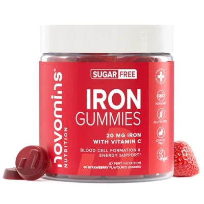 Imagen de Gomitas de hierro Sin azúcar Suplemento alta resistencia para mujeres y hombres Vegano Suministro 1 mes masticables Inmunidad energí