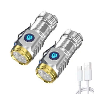 Imagen de Three Eyed Mini Monster Flash Super Power Flashlight, Pocket Flashlight with Clip, Torch Led Portable (2pcs White)