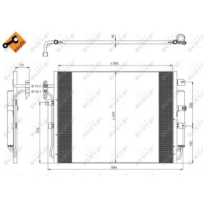 Imagen de NRF EASY FIT 350217 Condensador con secador, junta anular 15,5 10,1 Aluminio 585 LAND ROVER: Discovery 3