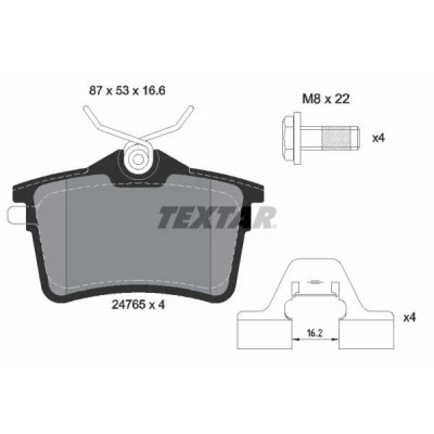 Imagen de TEXTAR 2476501 Juego de pastillas freno no preparado para indicador desgaste con tornillos pinza accesorios PEUGEOT: 308 I Hatchback