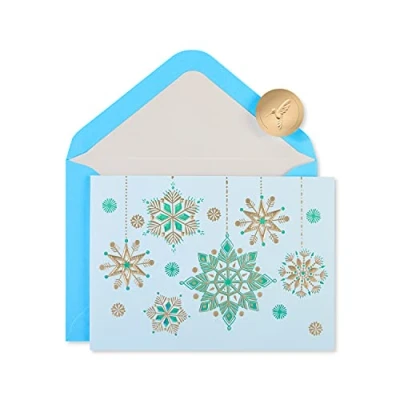 Imagen de Papyrus Tarjetas navideñas en caja con sobres, esplendor de la temporada, copos nieve (12 unidades)