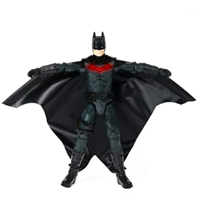 Imagen de DC Comics, Figura de acción Batman 12 pulgadas con luces y frases, alas expansibles, juguetes coleccionables la película para niños niñas a partir 3 años