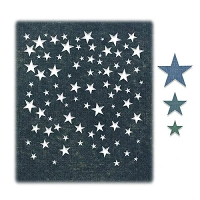 Imagen de Sizzix Set de Troqueles Thinlits 4 pzas 664732 Lluvia Estrellas Tim Holtz, Plástico Papel, Falling Stars, Talla única